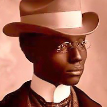 The sepia photograph shows a headshot of Black Tulsa resident and attorney, B.C. Franklin, in a dress coat, spectacles, and top hat.